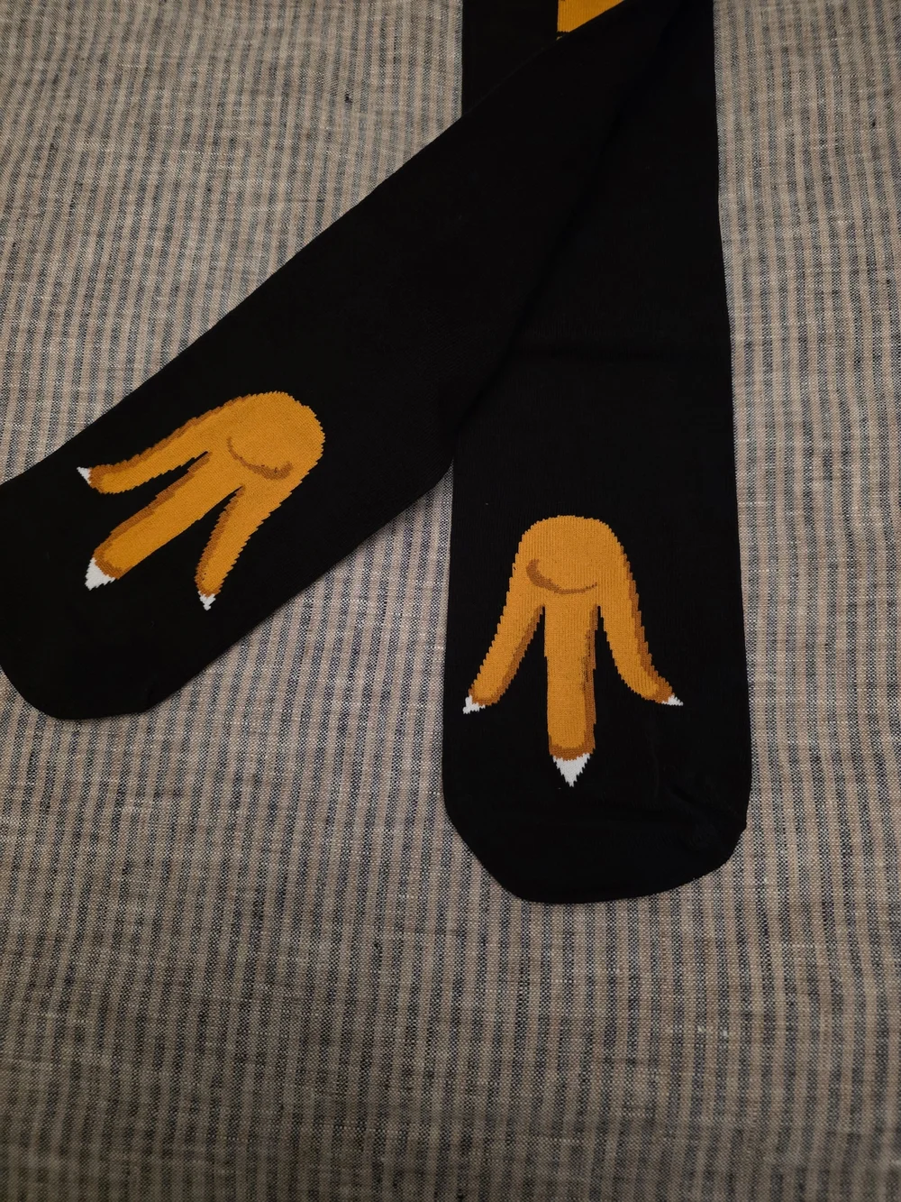 New Funny Black & Orange Novelty High Socks - Bird Chicken Turkey Leg Design